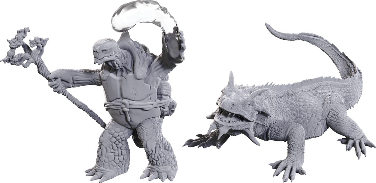 photo of Dungeons & Dragons: Nolzur's Marvelous Unpainted Miniatures - W24 Tortle Druid & Wild Shape Giant Lizard