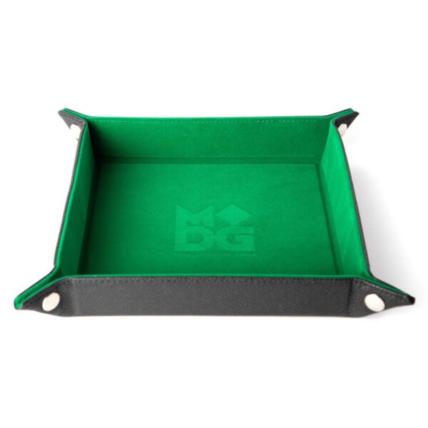 image of green Velvet Dice Tray With Leather Backing